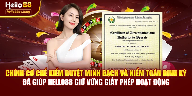 Chính cơ chế kiểm duyệt minh bạch và kiểm toán định kỳ đã giúp Hello88 giữ vững giấy phép hoạt động
