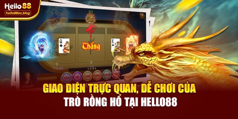 Giao diện trực quan, dễ chơi của trò Rồng Hổ tại Hello88